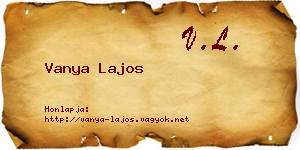 Vanya Lajos névjegykártya